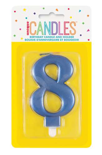 Metallic Blue Candle - No 8 - Click Image to Close